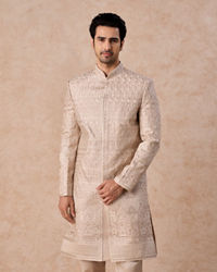 Manyavar Men Beige Natural Sherwani