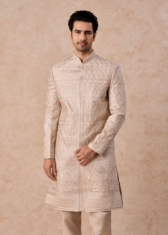 Manyavar Men Beige Natural Sherwani
