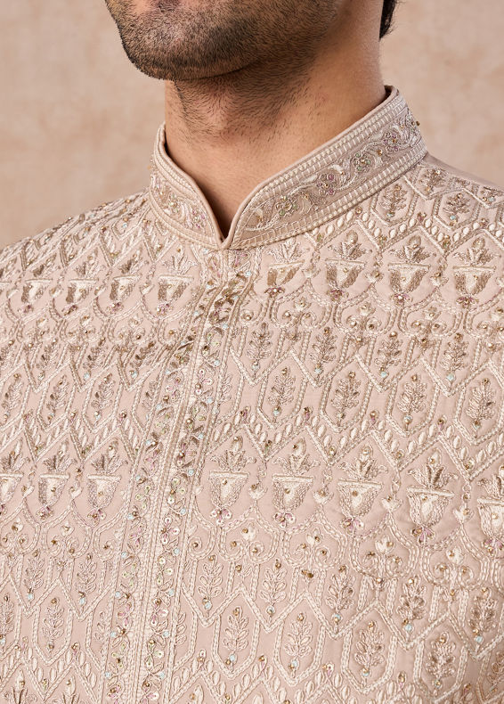 Manyavar Men Beige Natural Sherwani