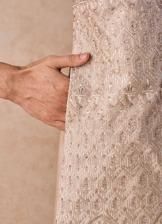 Manyavar Men Beige Natural Sherwani