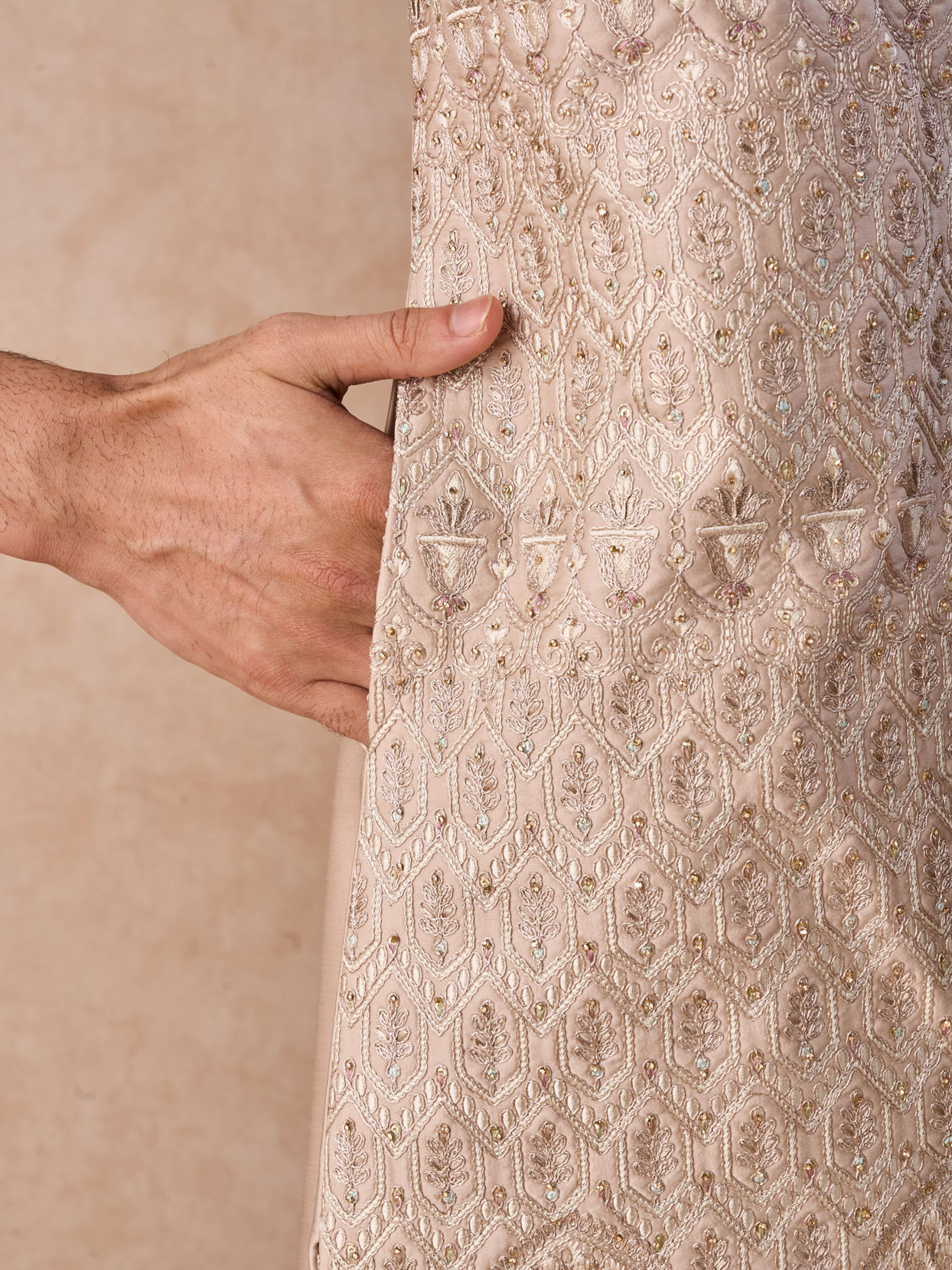 Manyavar Men Beige Natural Sherwani