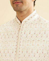 Manyavar Men Warm White Exquisiteness Sherwani