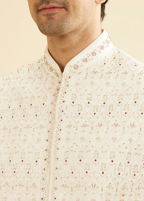 Manyavar Men Warm White Exquisiteness Sherwani