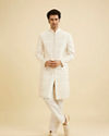 Manyavar Men Warm White Exquisiteness Sherwani