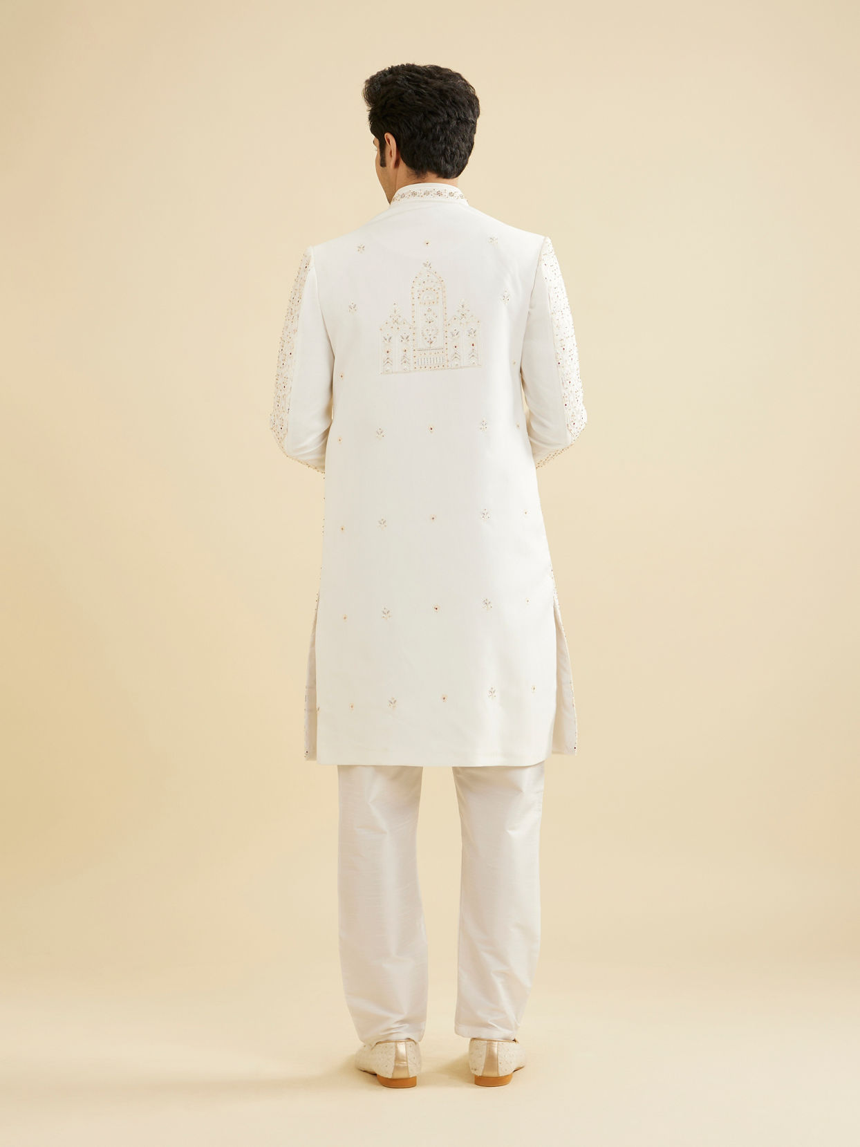 Manyavar Men Warm White Exquisiteness Sherwani