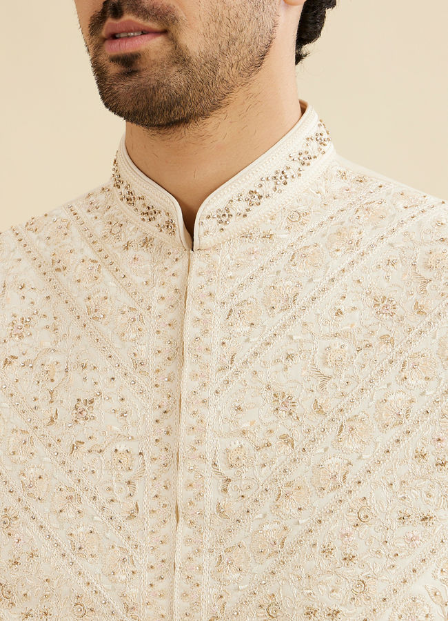 Manyavar Men Beige Grandeur Sherwani