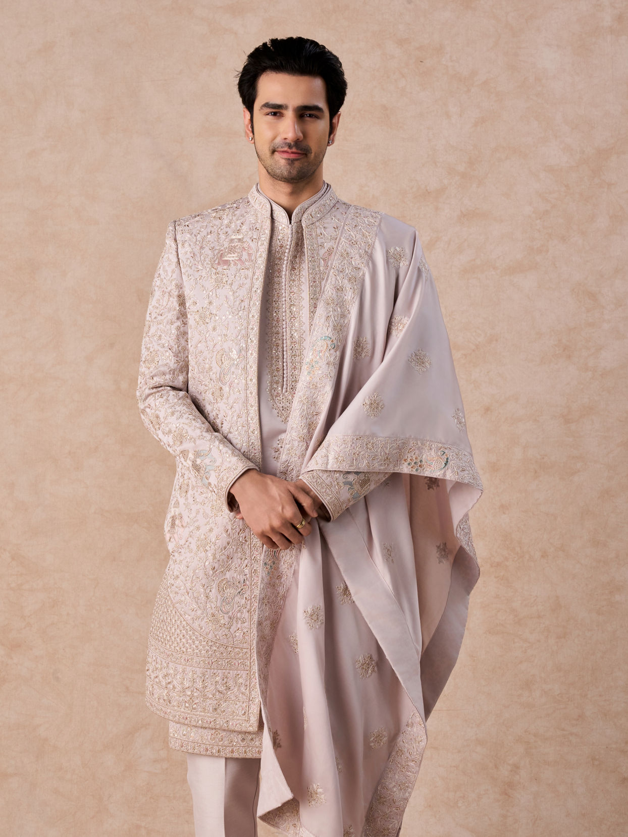 Manyavar Men Regal Purple Majesty Open Sherwani