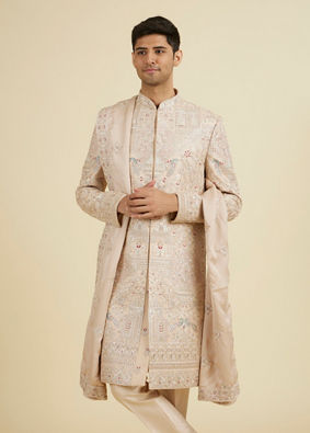 Manyavar Men Sunset Peach Elegance Sherwani