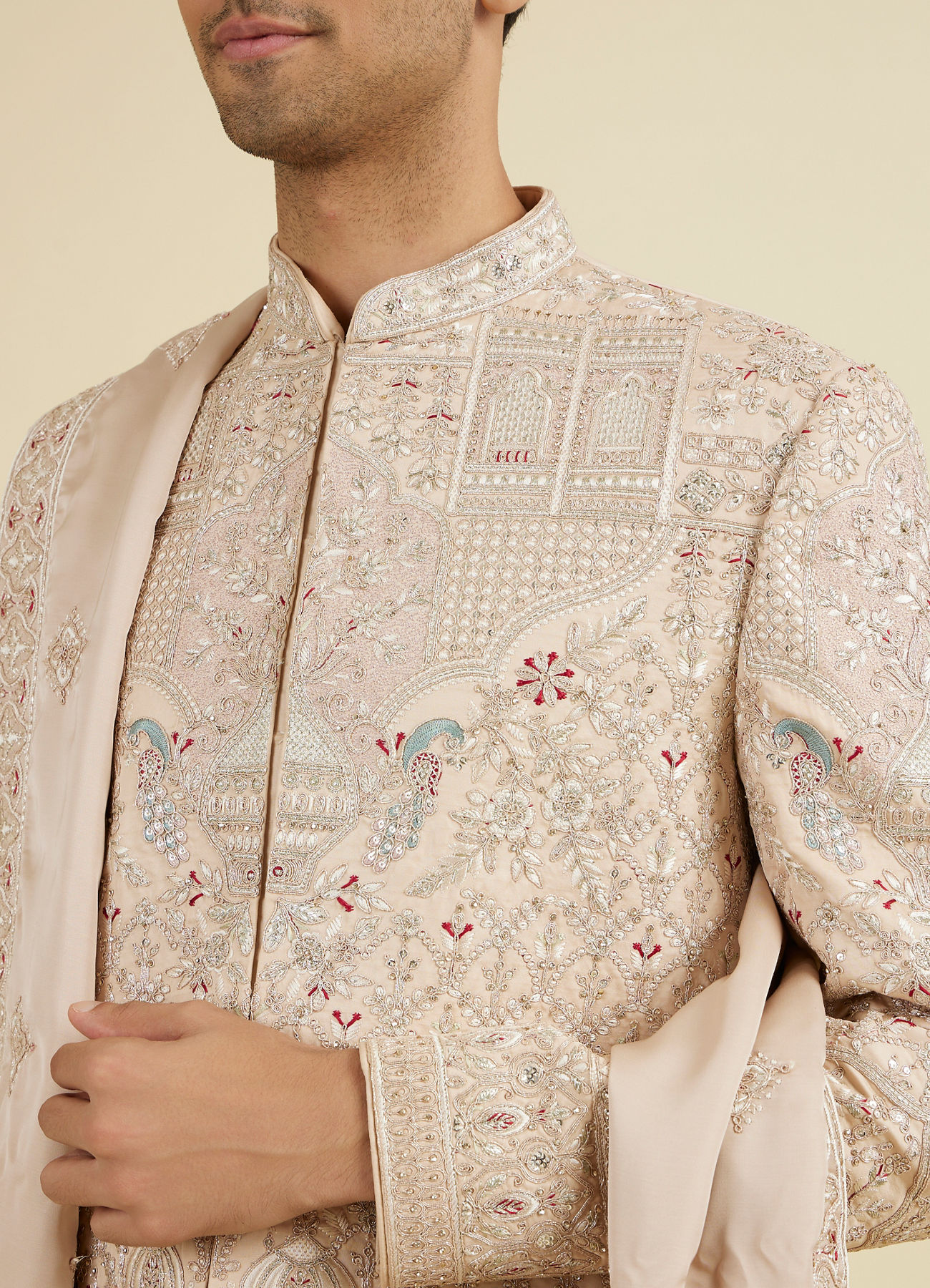 Manyavar Men Sunset Peach Elegance Sherwani
