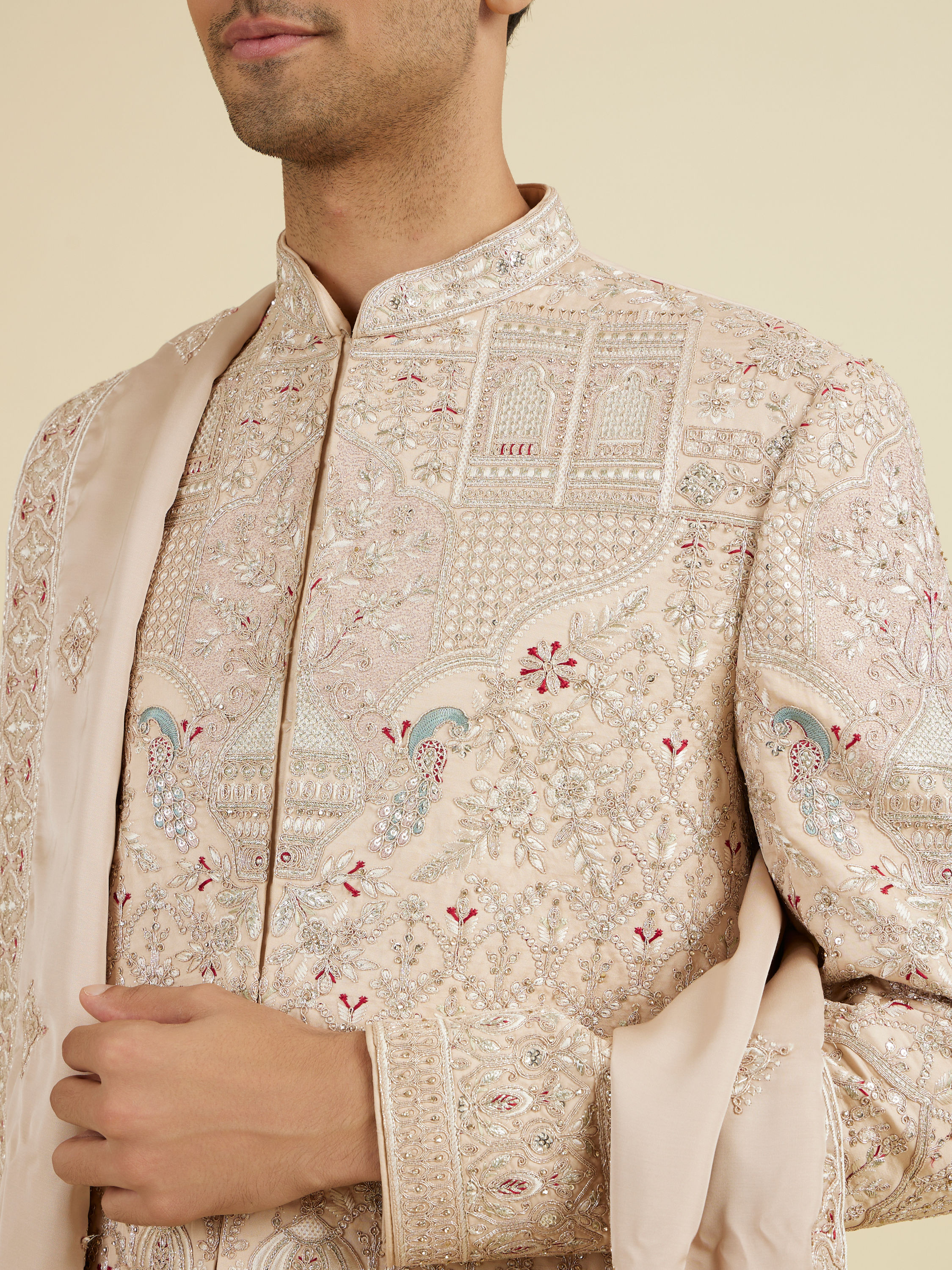 Manyavar Men Sunset Peach Elegance Sherwani