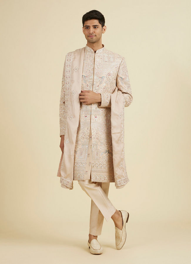 Manyavar Men Sunset Peach Elegance Sherwani