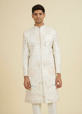 Manyavar Men Warm White Exquisite Sherwani