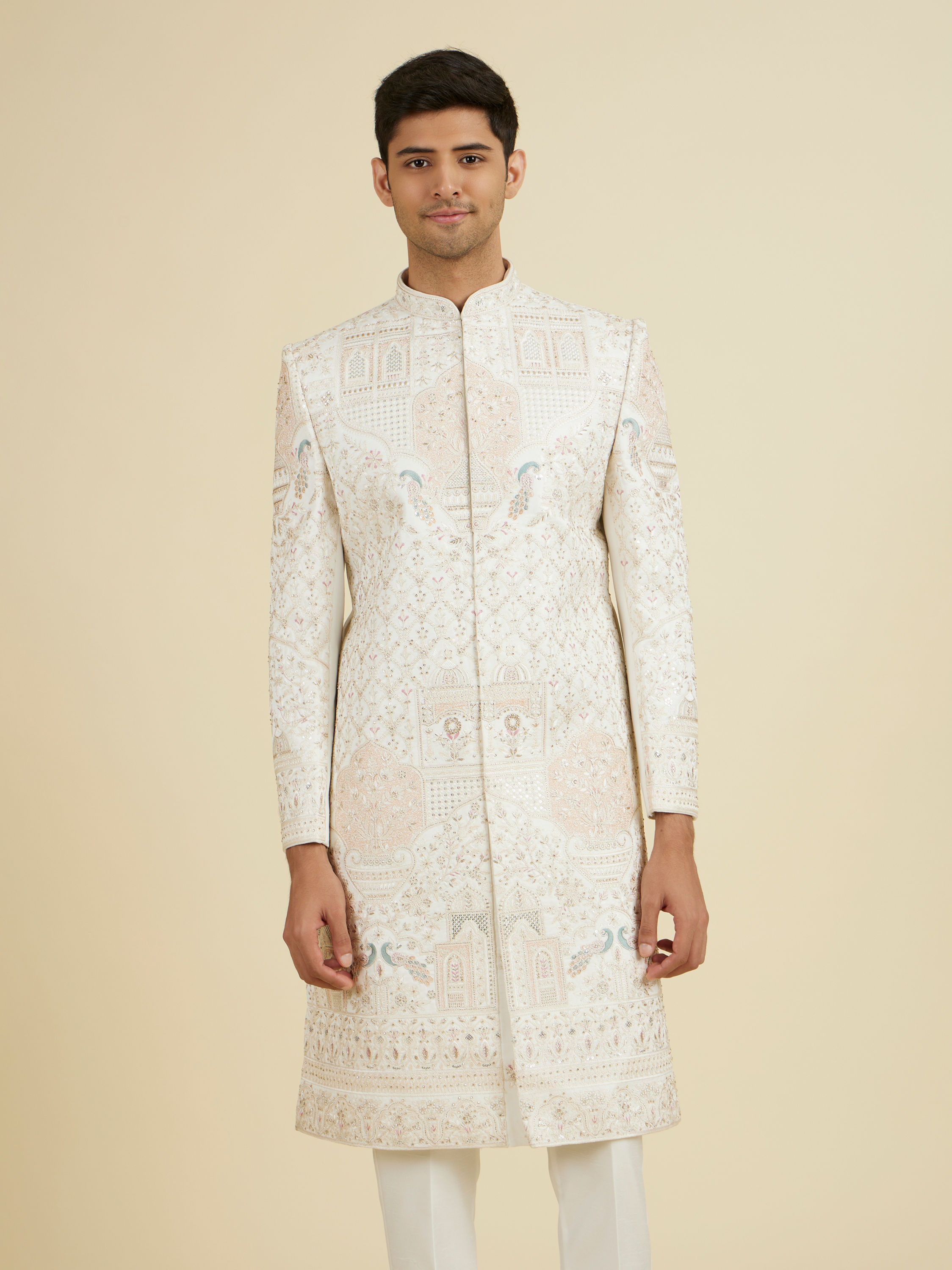 Manyavar Men Warm White Exquisite Sherwani