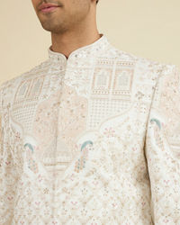 Manyavar Men Warm White Exquisite Sherwani