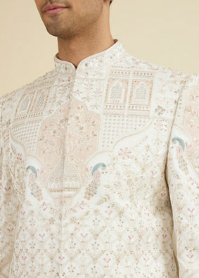 Manyavar Men Warm White Exquisite Sherwani