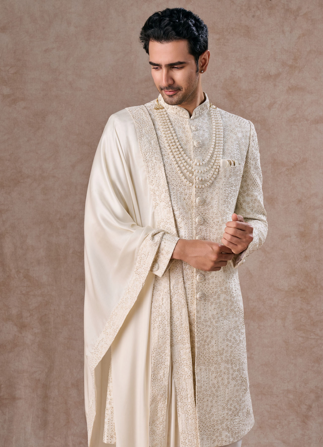Manyavar Men Elite Warm White Sherwani