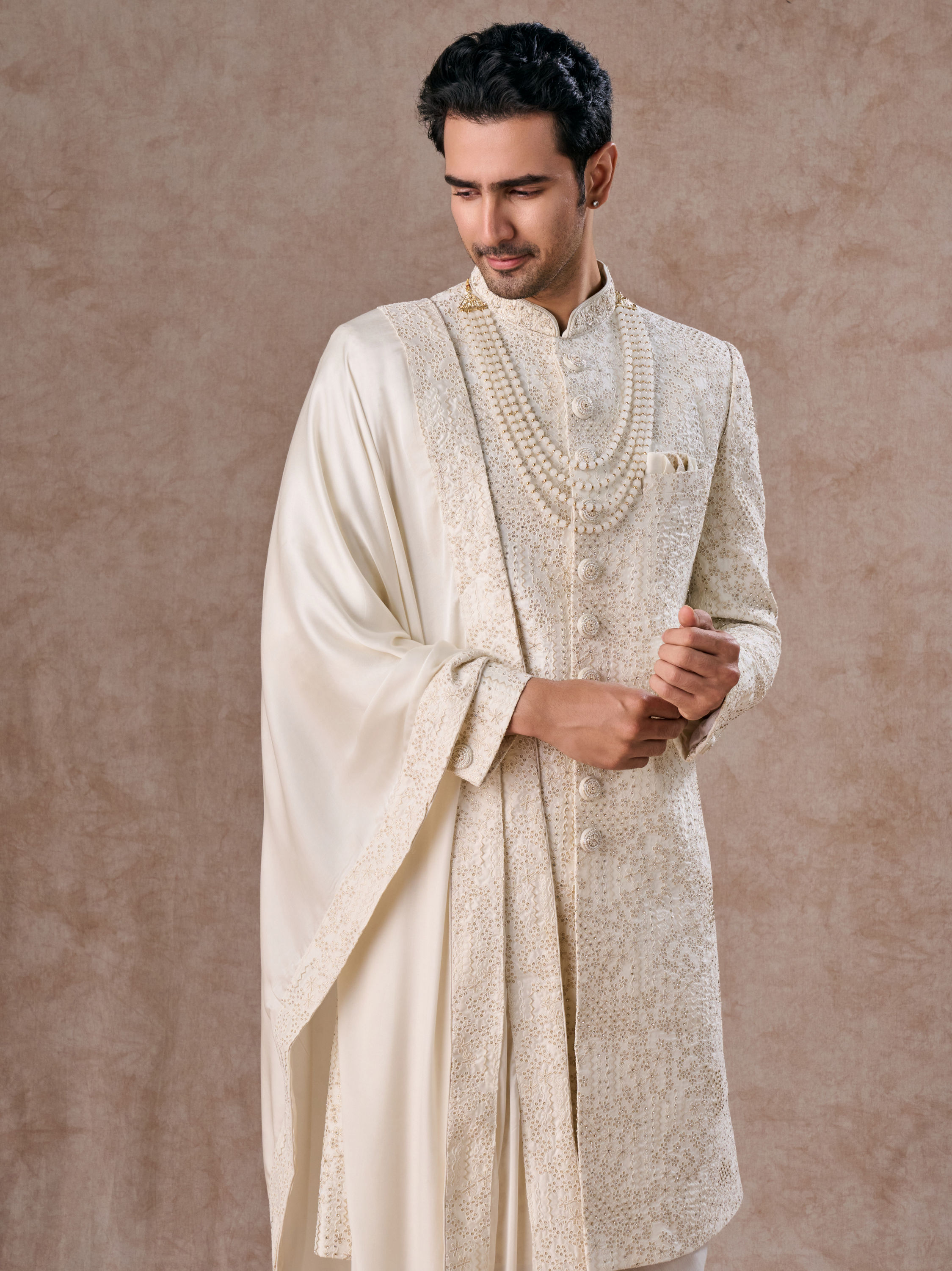 Manyavar Men Elite Warm White Sherwani