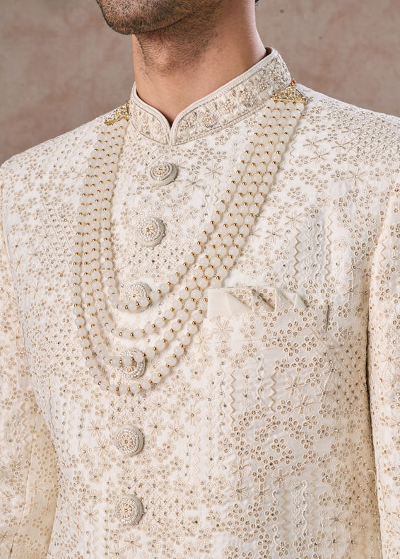 Manyavar Men Elite Warm White Sherwani