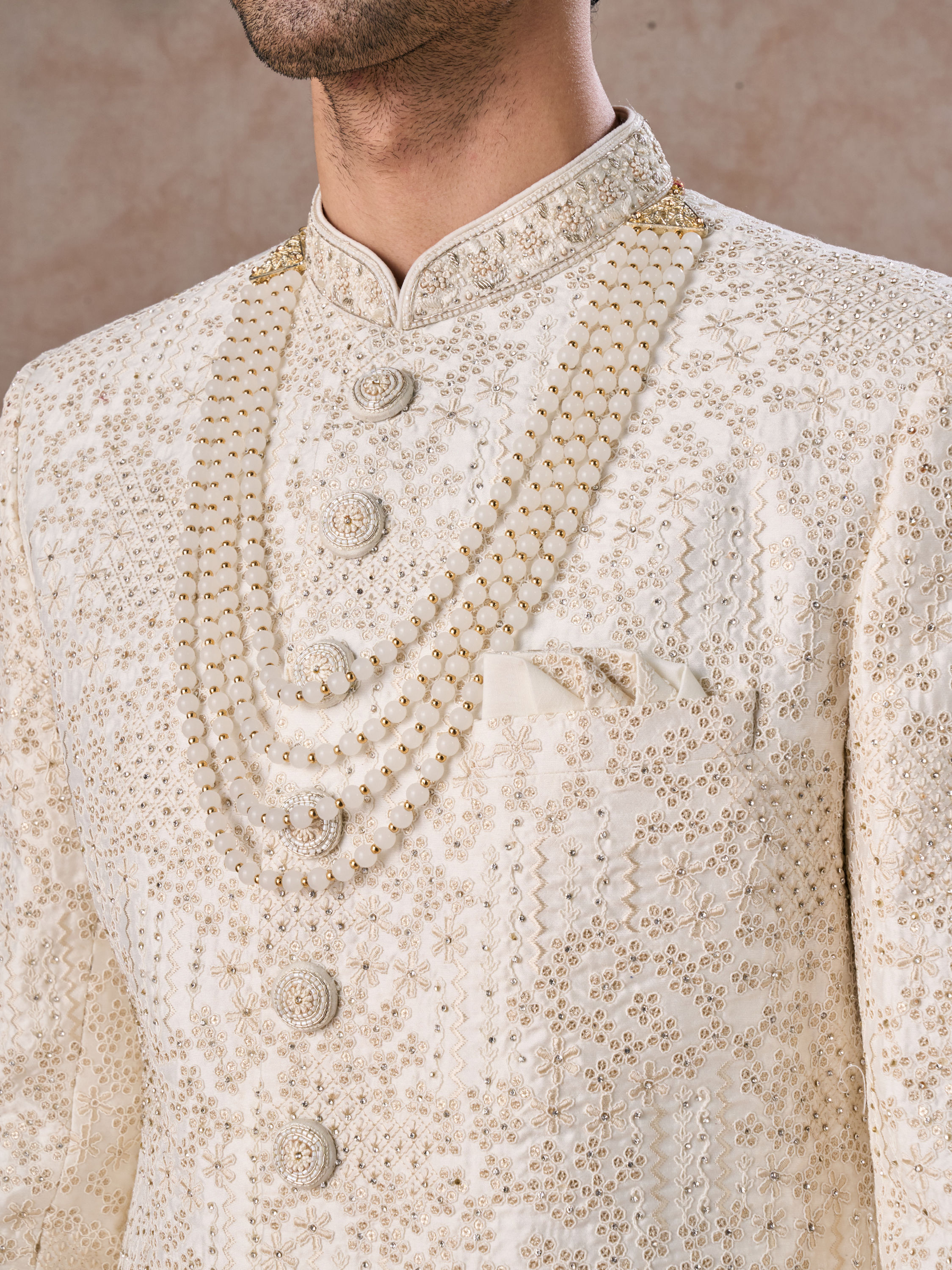 Manyavar Men Elite Warm White Sherwani