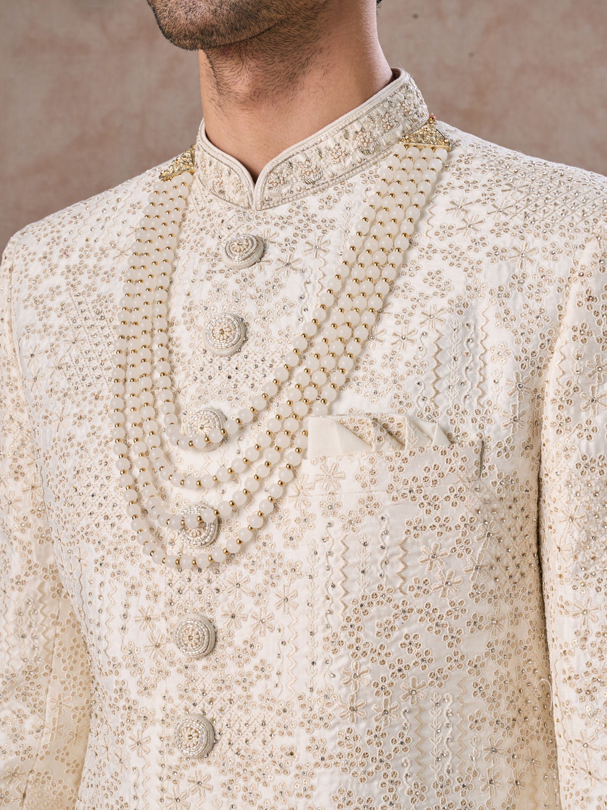 Manyavar Men Elite Warm White Sherwani