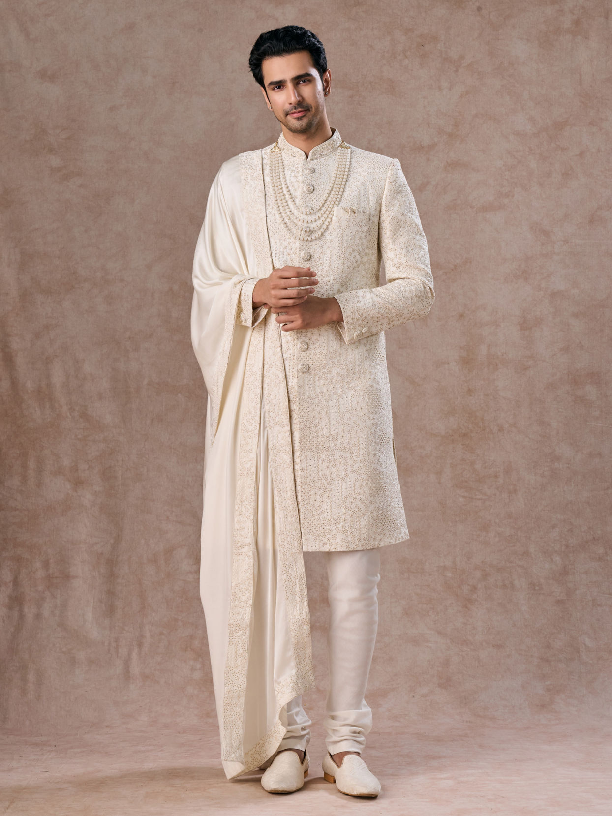 Manyavar Men Elite Warm White Sherwani