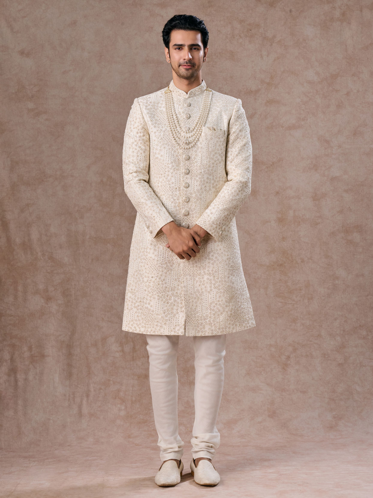 Manyavar Men Elite Warm White Sherwani