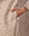 Manyavar Men Dazzling Beige Elegance Sherwani