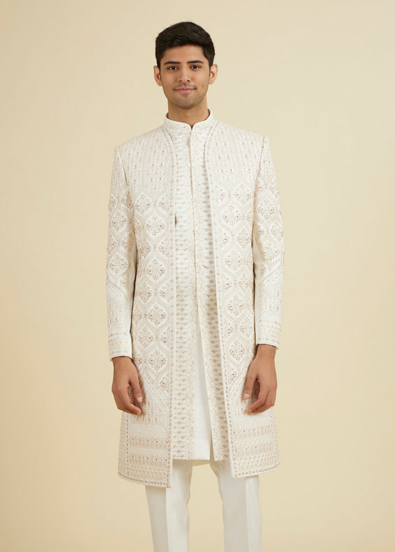 Manyavar Men Elegant Warm White Sherwani