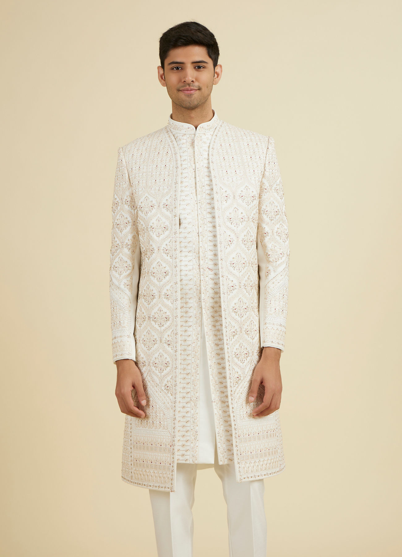 Manyavar Men Elegant Warm White Sherwani
