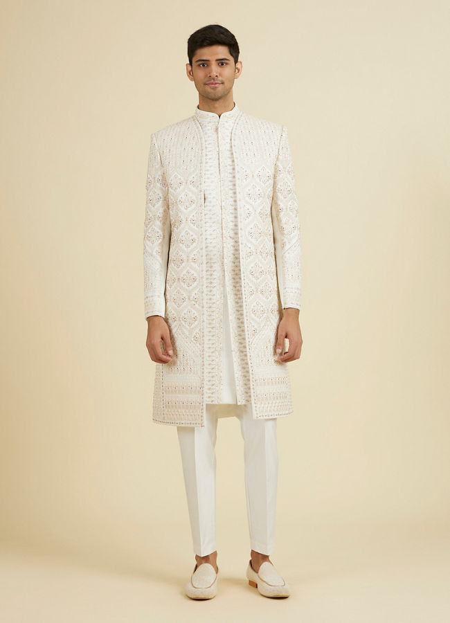 Manyavar Men Elegant Warm White Sherwani