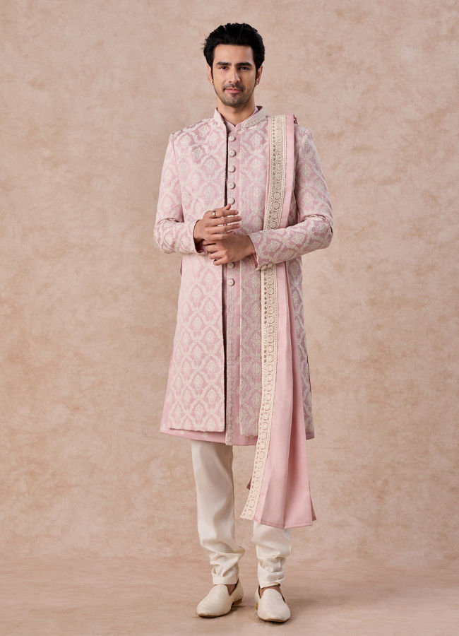 Manyavar Men Dusty Pink Elegance Sherwani