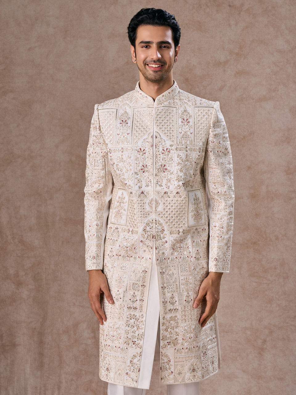 Manyavar Men Exquisite White Sherwani
