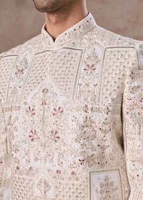 Manyavar Men Exquisite White Sherwani
