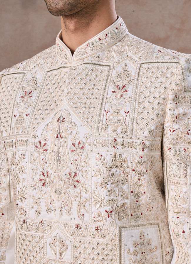 Manyavar Men Exquisite White Sherwani