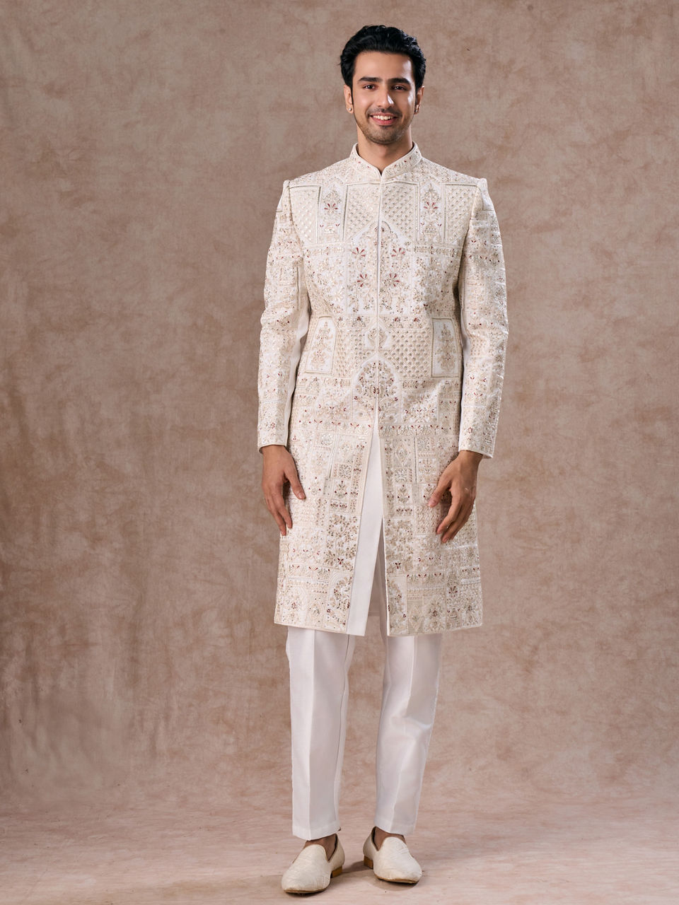 Manyavar Men Exquisite White Sherwani