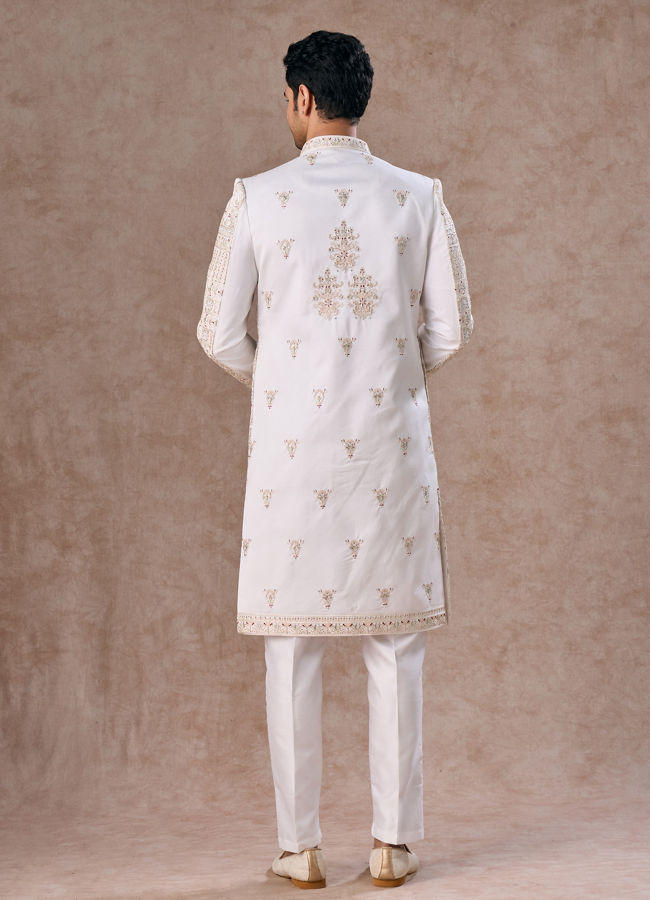 Manyavar Men Exquisite White Sherwani