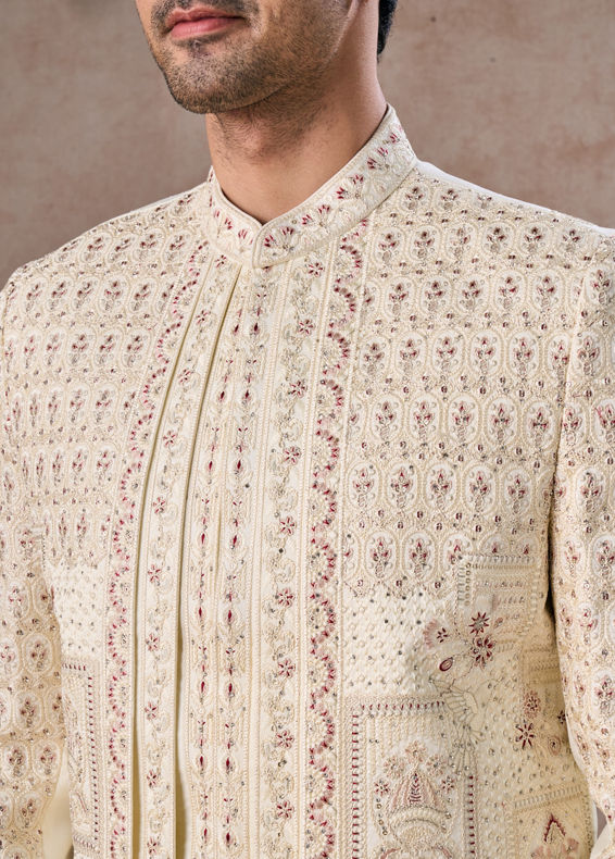 Manyavar Men Cream Extravaganza Sherwani