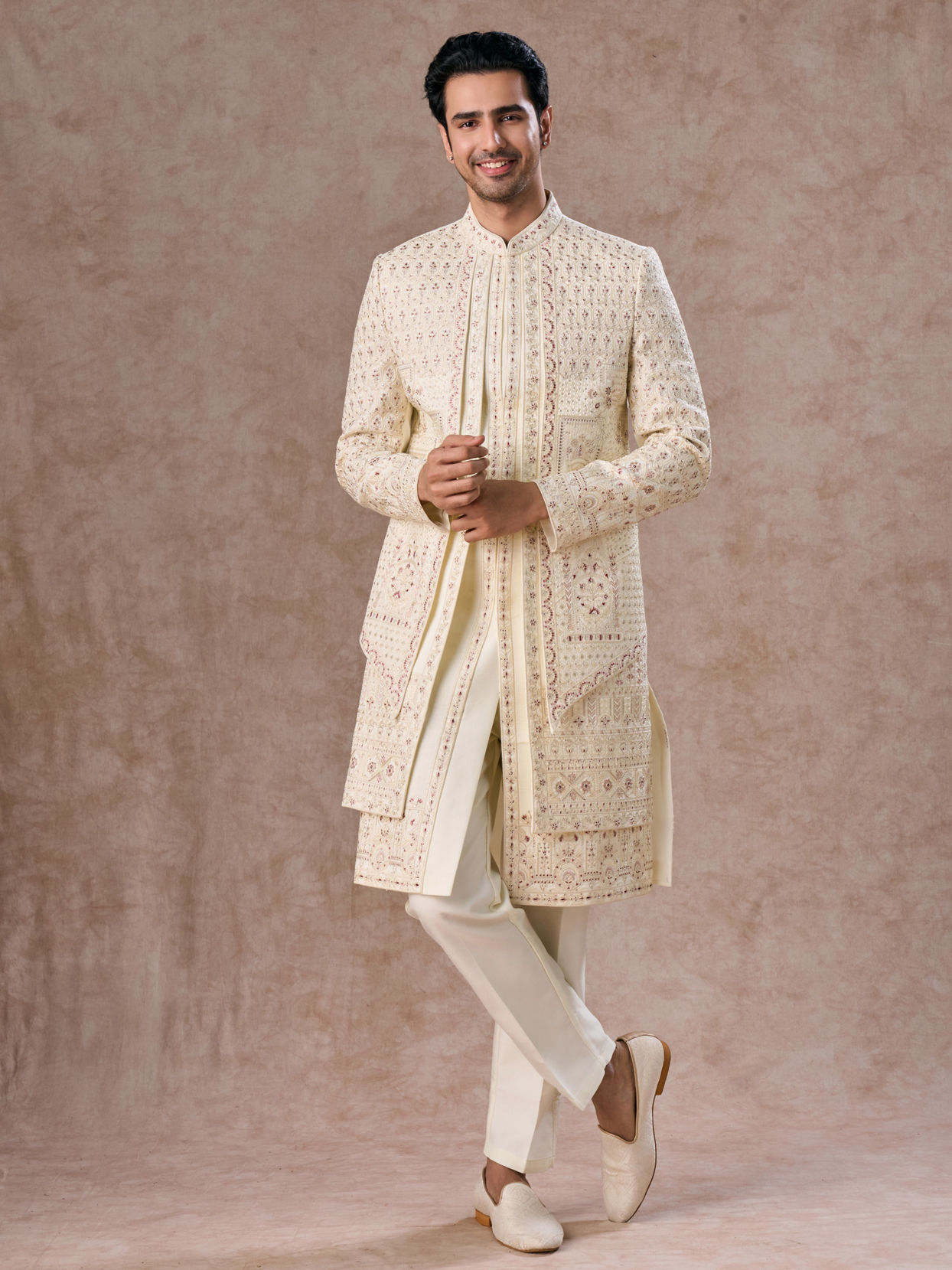 Manyavar Men Cream Extravaganza Sherwani