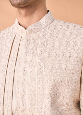 Manyavar Men Beige Royalty Open Sherwani