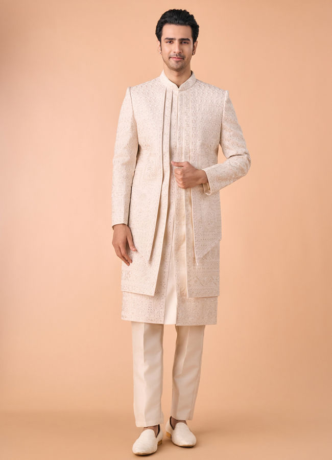 Manyavar Men Beige Royalty Sherwani