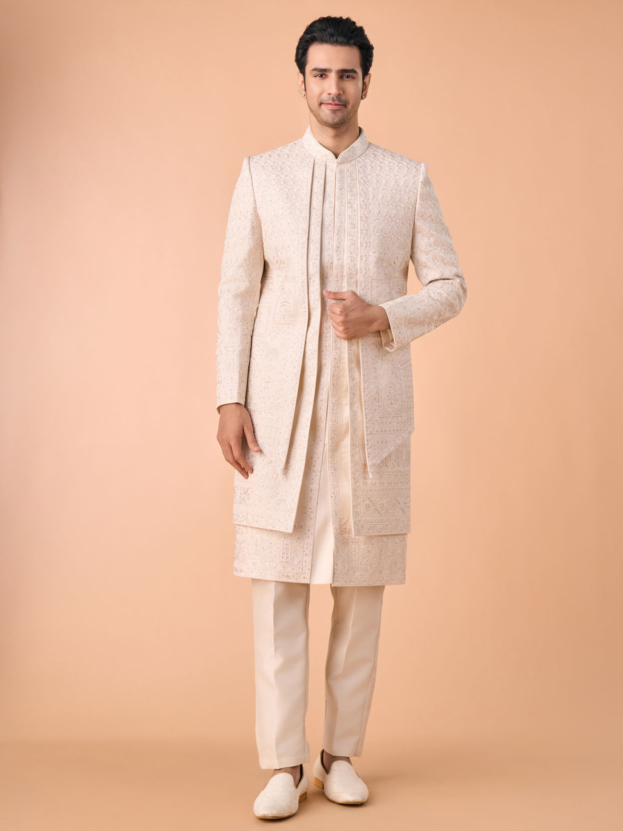 Manyavar Men Beige Royalty Sherwani