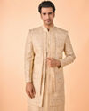 Manyavar Men Golden Hue Opulence Open Sherwani