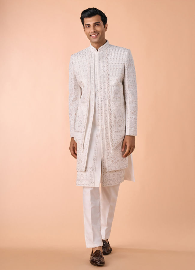 Manyavar Men Majestic Warm White Sherwani