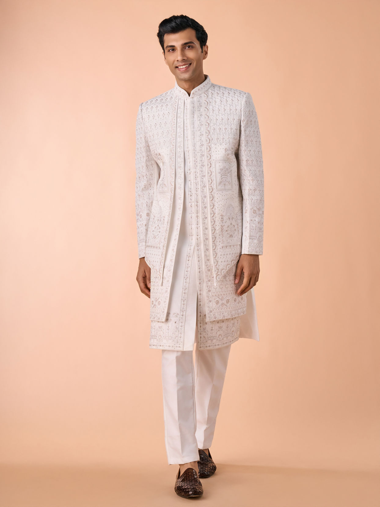 Manyavar Men Majestic Warm White Sherwani