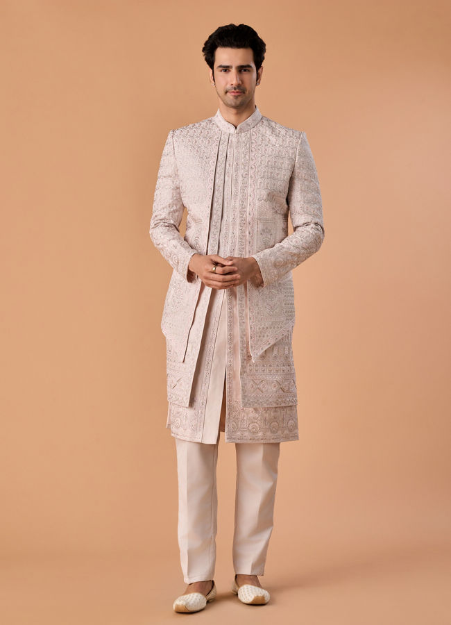 Manyavar Men Lilac Elegance Open Sherwani