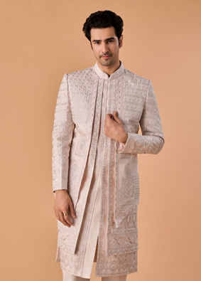 Manyavar Men Lilac Elegance Open Sherwani