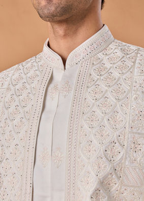 Manyavar Men Graceful White Sherwani