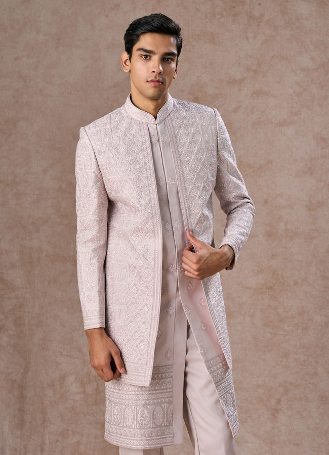 Manyavar Men Royal Lilac Open Sherwani