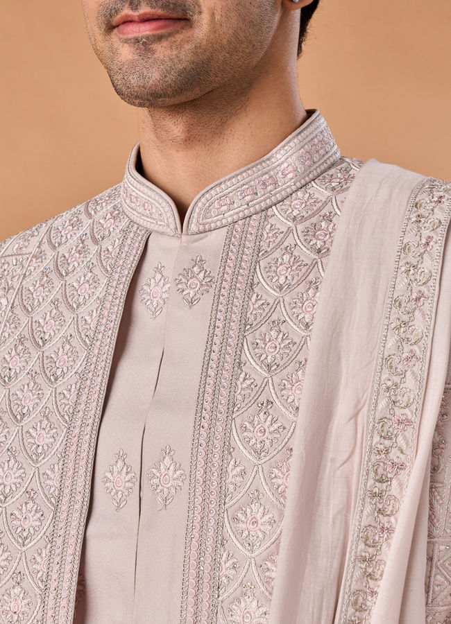 Manyavar Men Lilac Elegance Open Sherwani
