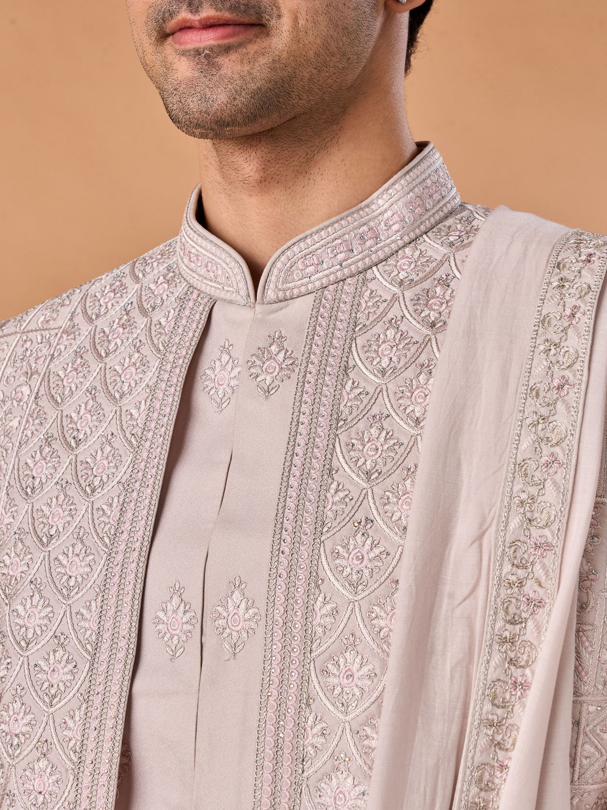 Manyavar Men Lilac Elegance Open Sherwani